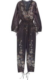 Chlo     Metallic striped floral-print cotton-blend jumpsuit at Net A Porter